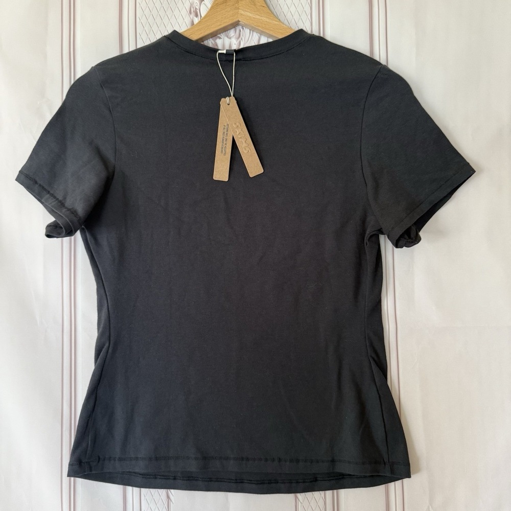 SKIMS Cotton Jersey Short Sleeve T-Shirt Soot Black Size Large NWT - Picture 10 of 10